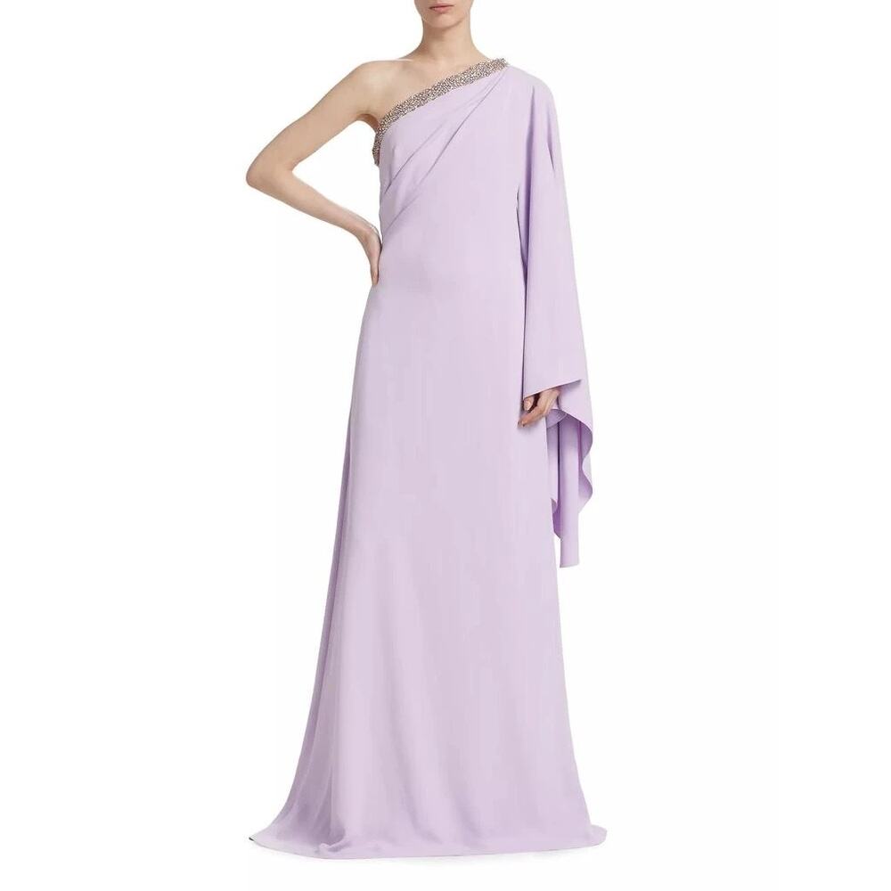 REEM ACRA
Embellished One-Shoulder Crepe Gown. Size 10